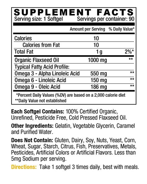 omega xl nutrition label|omega xl nutritional information.